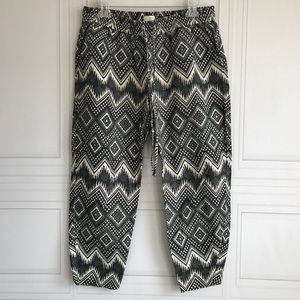 J.Crew Ikat Drawstring Linen-Cotton Pants size 12